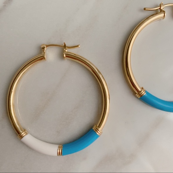 Enamel Tube Hoops | 18k Gold Filled - Picture 6 of 7